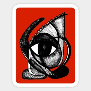 "I see you" - African Symbolic Surrealist Art - Red Sticker